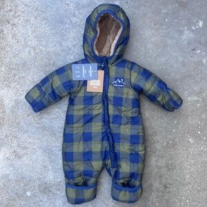 ⛄️ Snowsuit⛄️ Eddie Bauer Snowsuit Plaid Heavyweight  Faux Lined 0-3Mths Olive